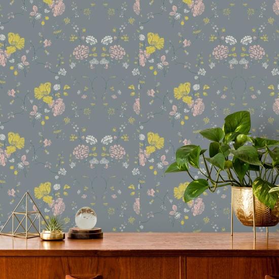 Floral Lace Stone Wallpaper