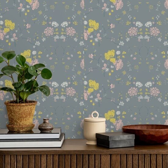 Spitze mit Blumenmuster Stein-Tapete