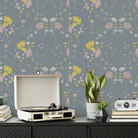 Floral Lace Stone Wallpaper