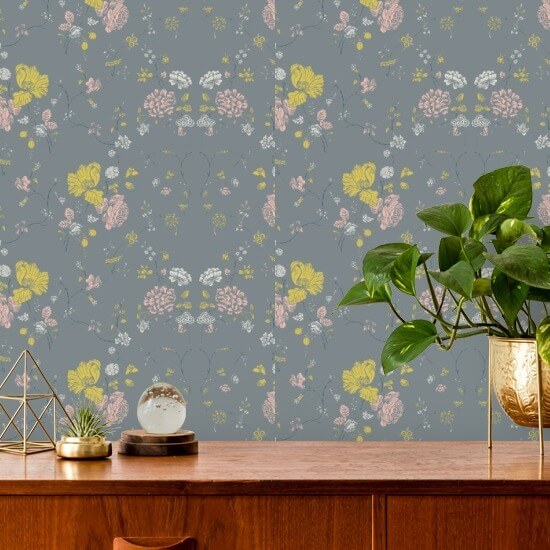 Floral Lace Stone Wallpaper
