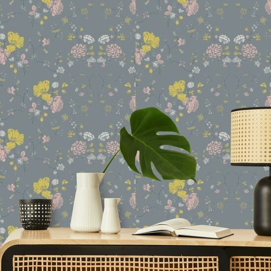 Floral Lace Stone Wallpaper