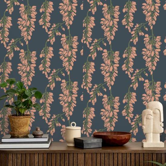 Wisteria Floral Blue Wallpaper