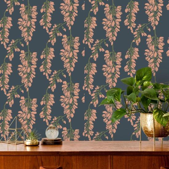 Wisteria Floral Blue Wallpaper