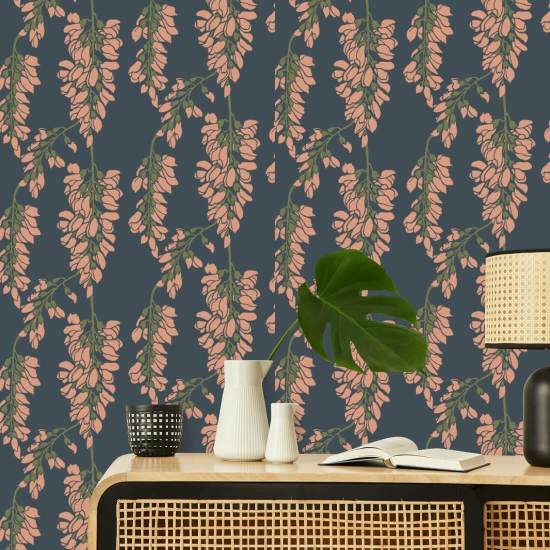 Wisteria Floral Blauw behang