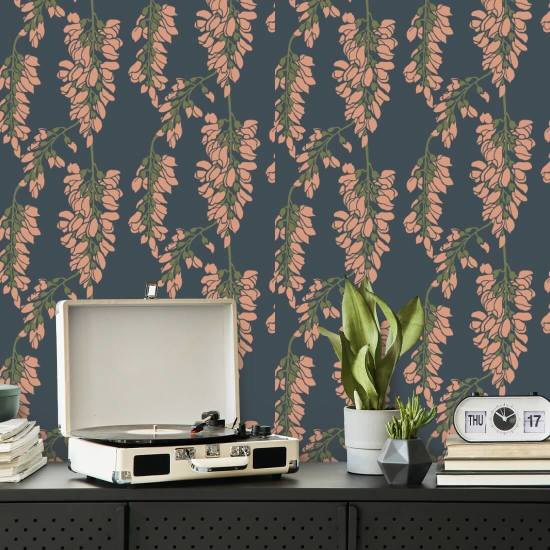 Wisteria Floral Blue Wallpaper