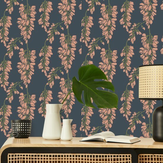 Wisteria Floral Blue Wallpaper