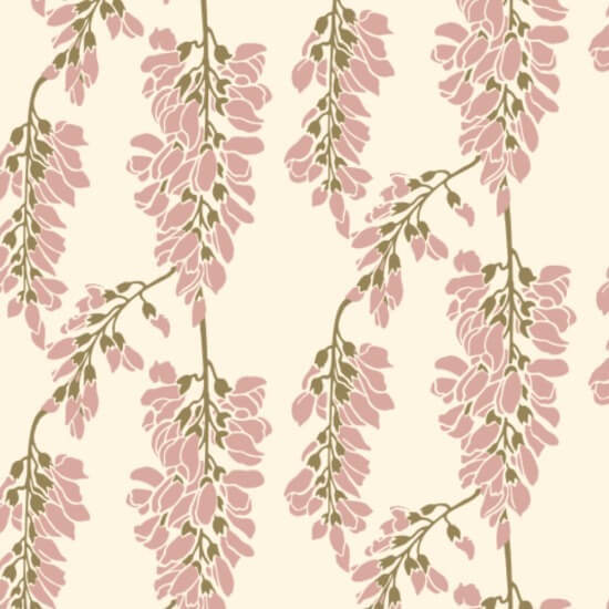 Glicínia floral Papel de parede creme