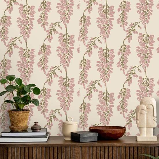 Wisteria Floral Crèmekleurig behang