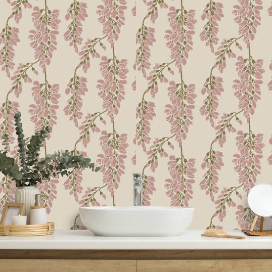 Wisteria Floral Cream Wallpaper