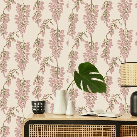 Glycine florale Papier peint crème