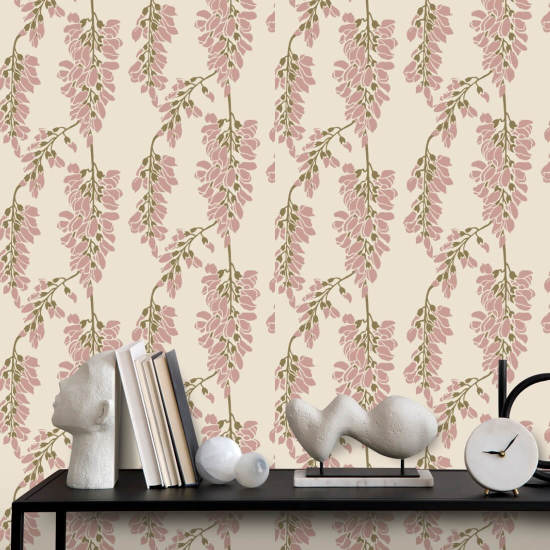 Wisteria Floral Cream Wallpaper