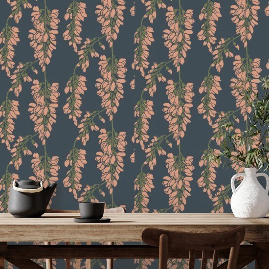 Wisteria Floral Rood behang