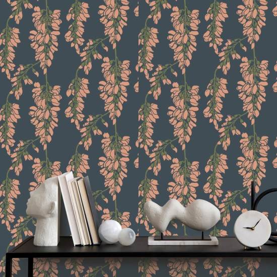 Wisteria Floral Rood behang