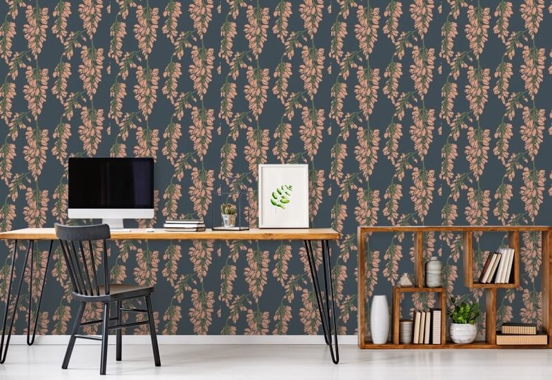 Wisteria Floral Rood behang