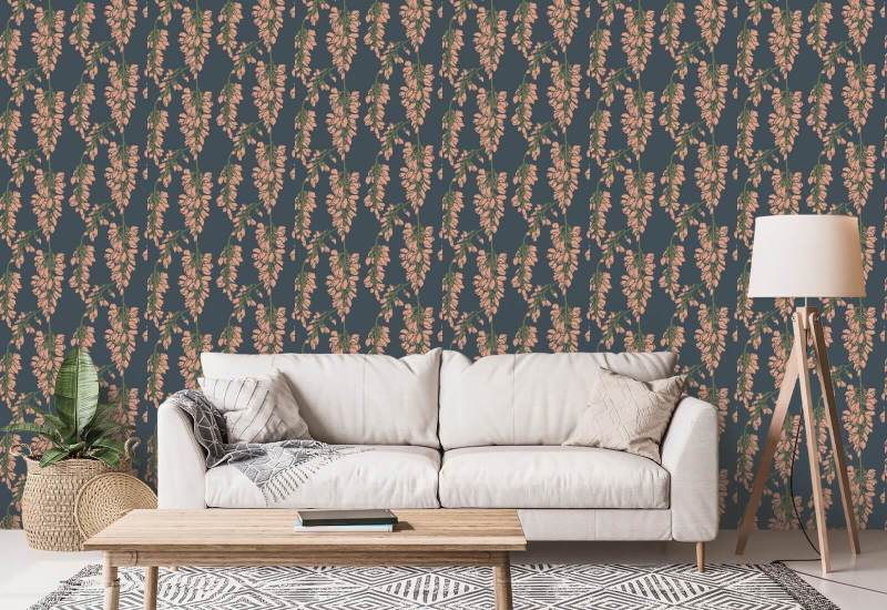 Wisteria Floral Rood behang