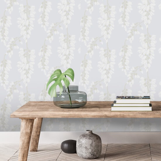 Blommigt blåregn Vit Bakgrund