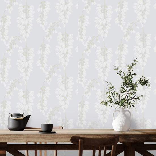 Glicínia floral Papel de parede branco