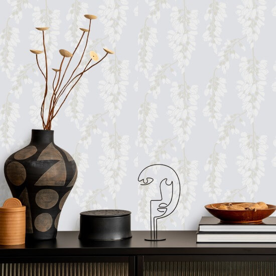 Glicínia floral Papel de parede branco