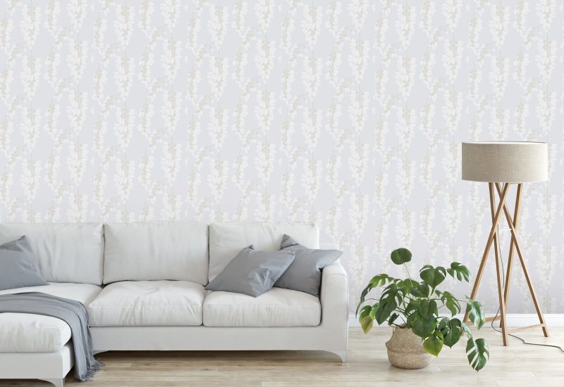 Wisteria Floral Wit behang