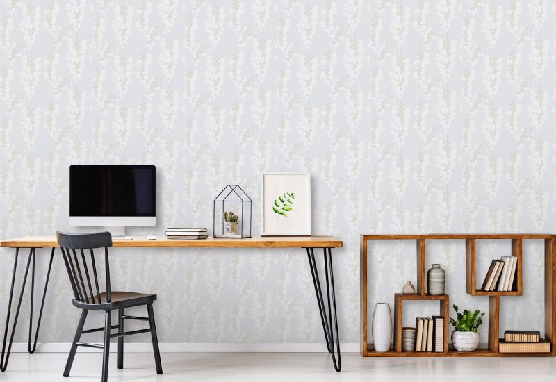 Glicínia floral Papel de parede branco