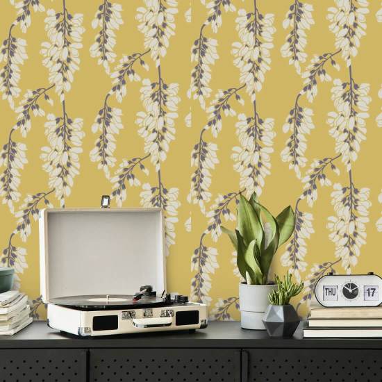 Floral de glicina Fondo de pantalla amarillo