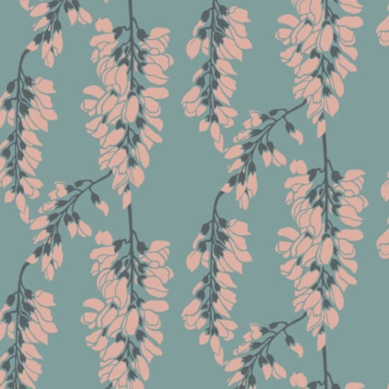 Glycine florale Papier peint bleu clair