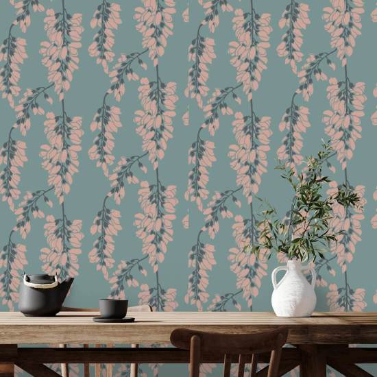 Blommigt blåregn Ljusblå Bakgrund