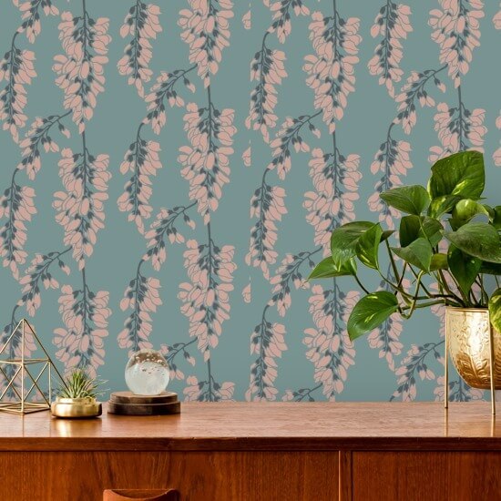 Wisteria Floral Lichtblauw behang