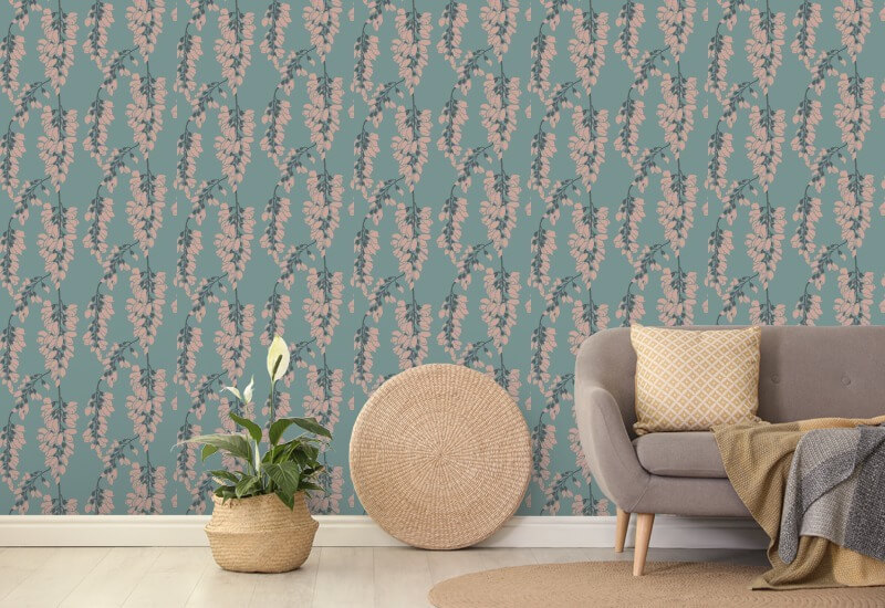 Glicínia floral Papel de parede azul claro