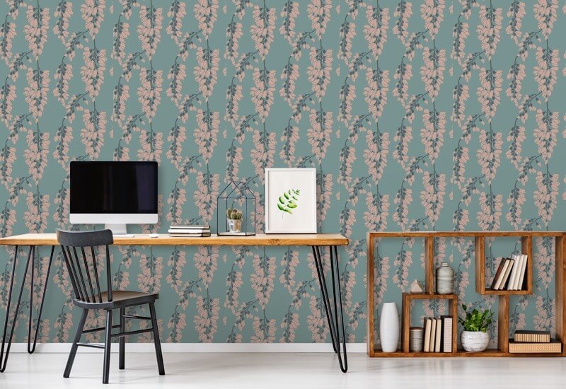 Wisteria Floral Light Blue Wallpaper