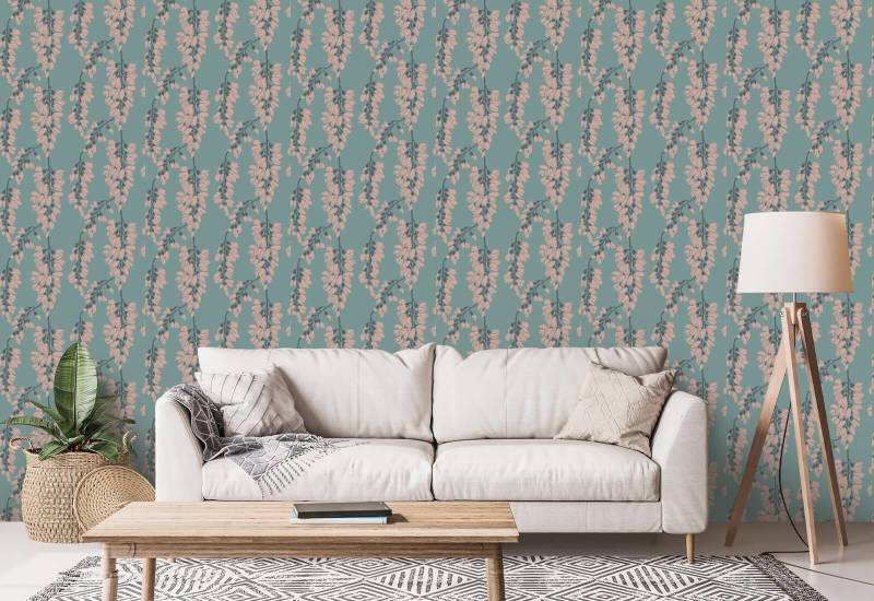 Glicínia floral Papel de parede azul claro