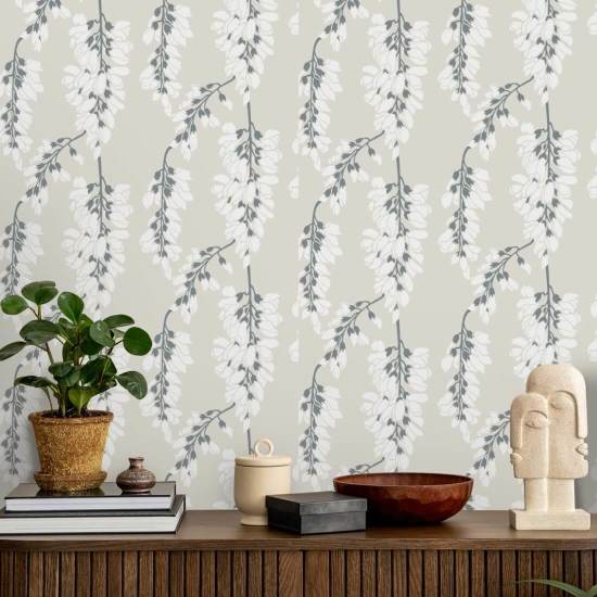 Wisteria Floral Linen Wallpaper