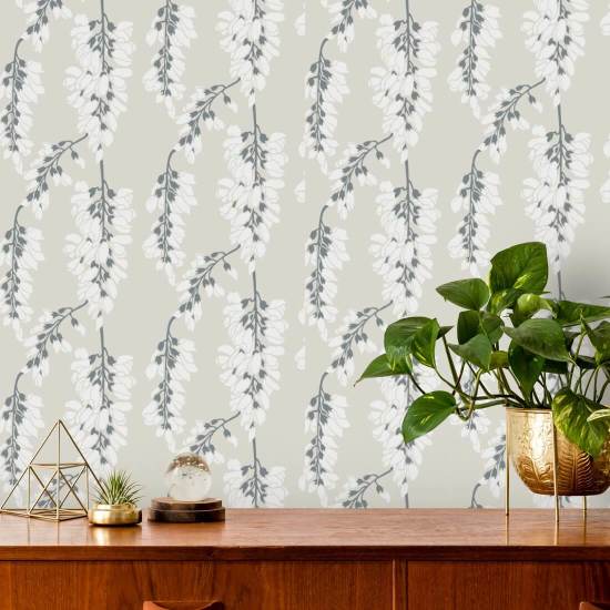 Wisteria Floral Linen Wallpaper