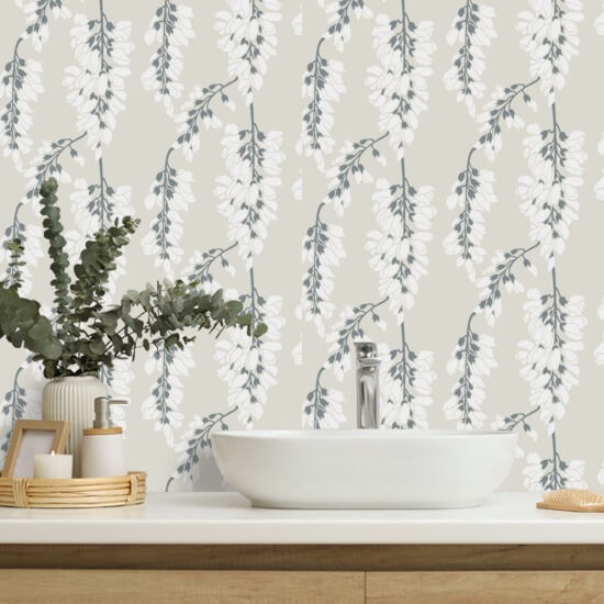 Glicine floreale Carta da parati in lino