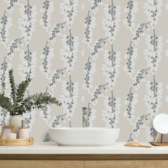 Blommigt blåregn Linne Bakgrund