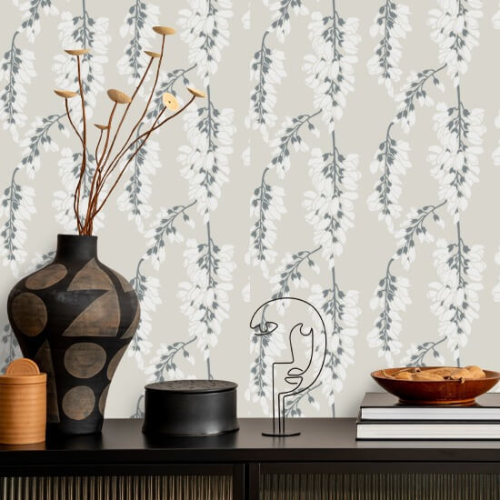 Wisteria Floral Linen Wallpaper