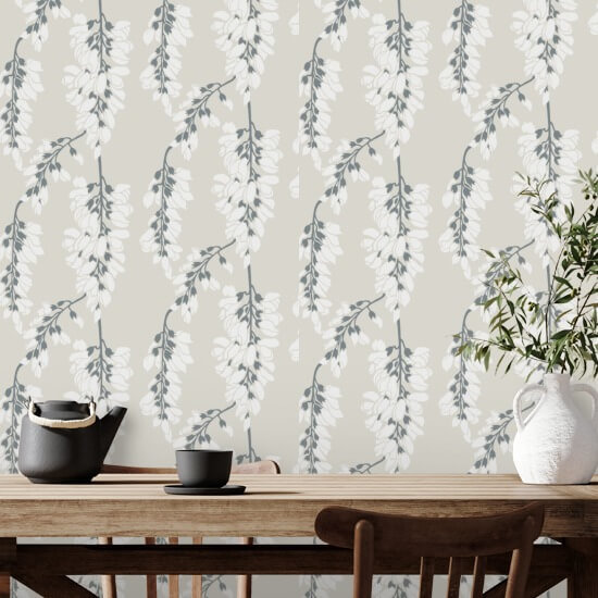 Wisteria Floral Linen Wallpaper