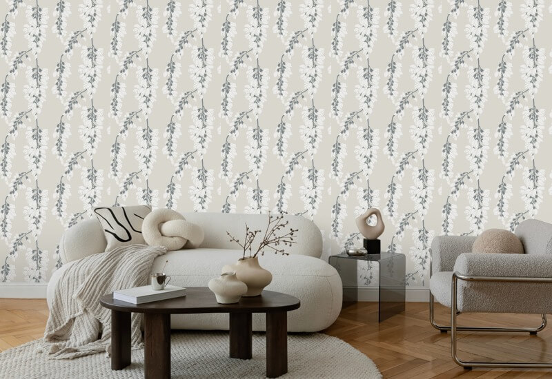 Wisteria Blomster Linnedstapet