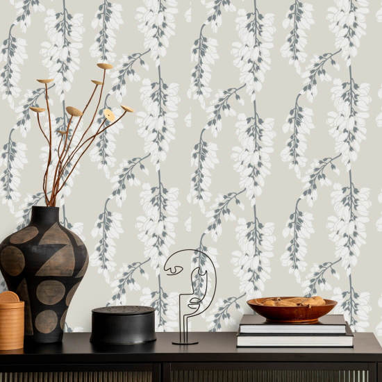 Floral de glicina Papel pintado de lino