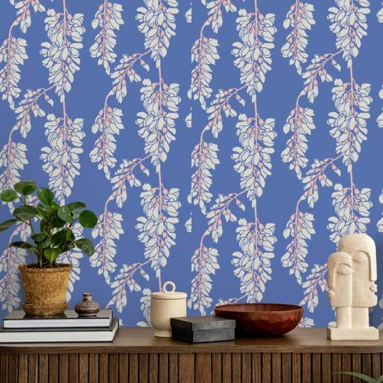 Wisteria Floral Royal Wallpaper