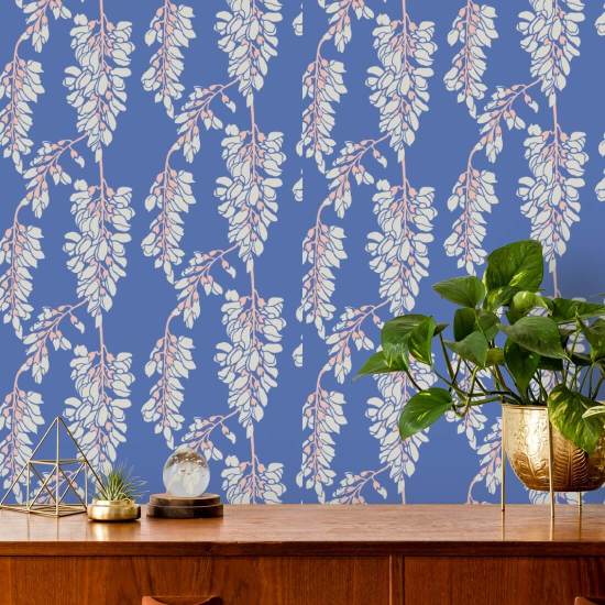 Glycine florale Papier peint Royal