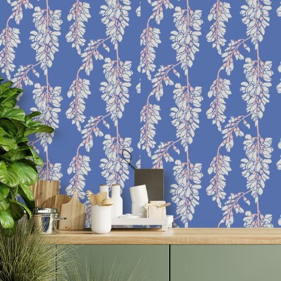 Wisteria Floral Royal Wallpaper