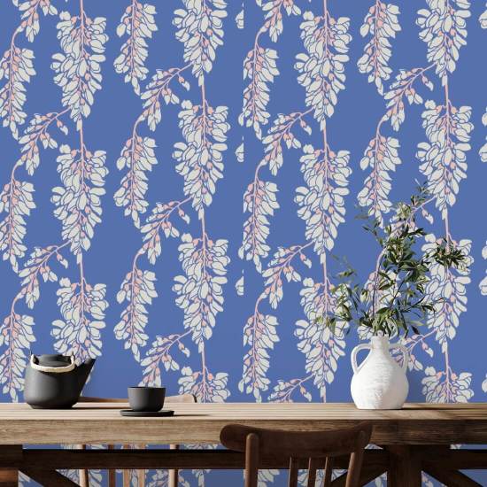 Glycine florale Papier peint Royal