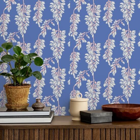 Glycine florale Papier peint Royal