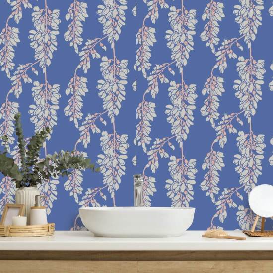 Wisteria Floral Royal Wallpaper