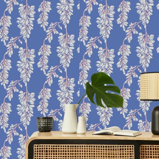 Glicínia floral Papel de parede real