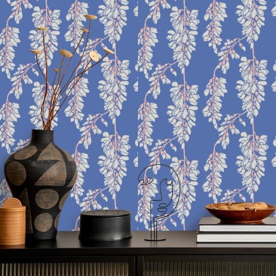 Wisteria Floral Royal Wallpaper