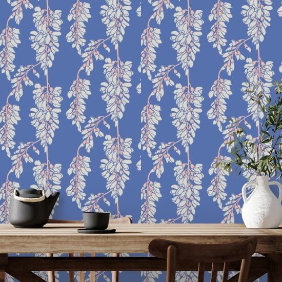 Wisteria Floral Royal Wallpaper