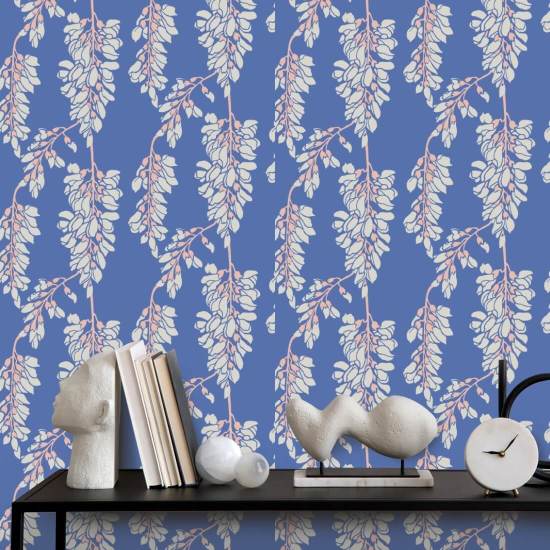 Glycine florale Papier peint Royal