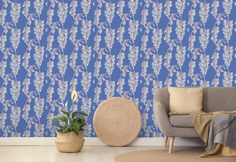 Glycine florale Papier peint Royal